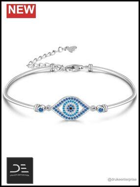 925 Sterling Silver Evil Eye Protection Bracelet Adjustable Chain Jewelry Gift